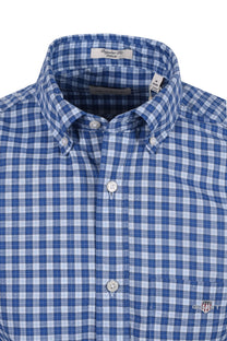 Gant Reg Classic Poplin Check Short Sleeved Shirt Rich Blue Gant