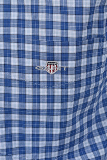 Gant Reg Classic Poplin Check Short Sleeved Shirt Rich Blue Gant