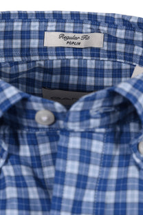 Gant Reg Classic Poplin Check Short Sleeved Shirt Rich Blue Gant