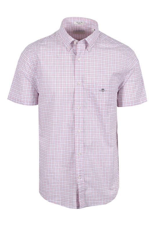 Gant Reg Classic Poplin Check Short Sleeved Shirt Light Pink