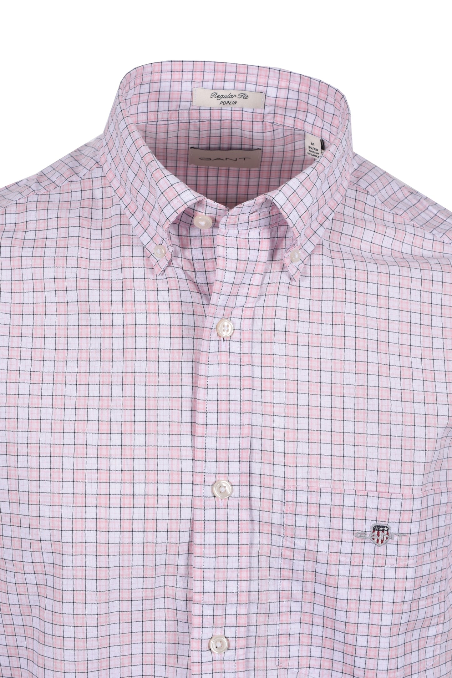 Gant Reg Classic Poplin Check Short Sleeved Shirt Light Pink
