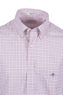 Gant Reg Classic Poplin Check Short Sleeved Shirt Light Pink Gant
