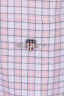 Gant Reg Classic Poplin Check Short Sleeved Shirt Light Pink Gant