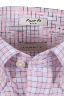 Gant Reg Classic Poplin Check Short Sleeved Shirt Light Pink Gant