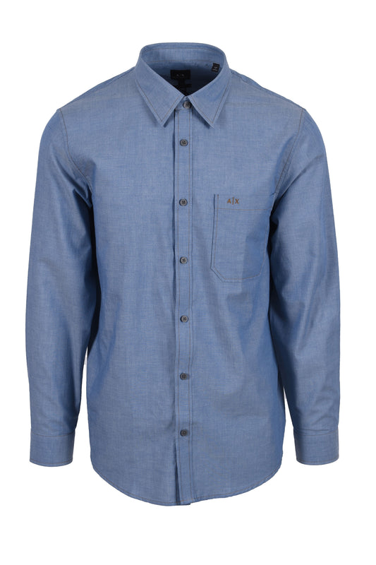 Armani Exchange Shirt Blue Chambray