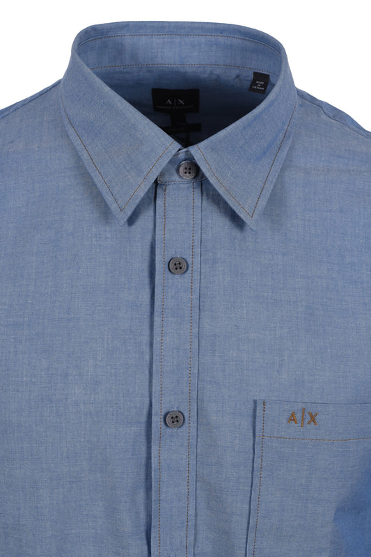 Armani Exchange Shirt Blue Chambray