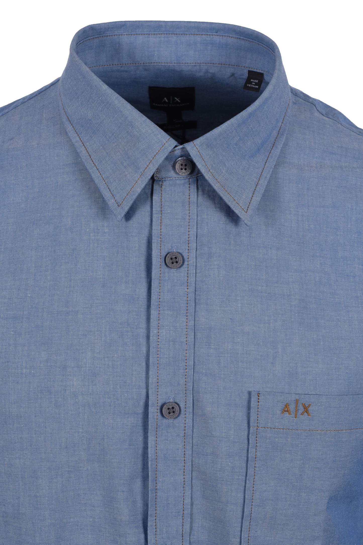 Armani Exchange Shirt Blue Chambray