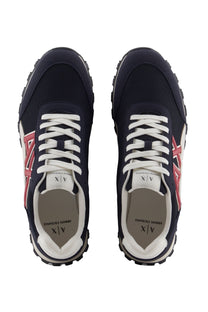 Armani Exchange Echo Suede Mesh Nylon Trainer Deep Navy/Cardinal Red Armani Exchange