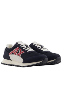 Armani Exchange Echo Suede Mesh Nylon Trainer Deep Navy/Cardinal Red Armani Exchange