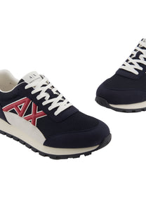 Armani Exchange Echo Suede Mesh Nylon Trainer Deep Navy/Cardinal Red Armani Exchange