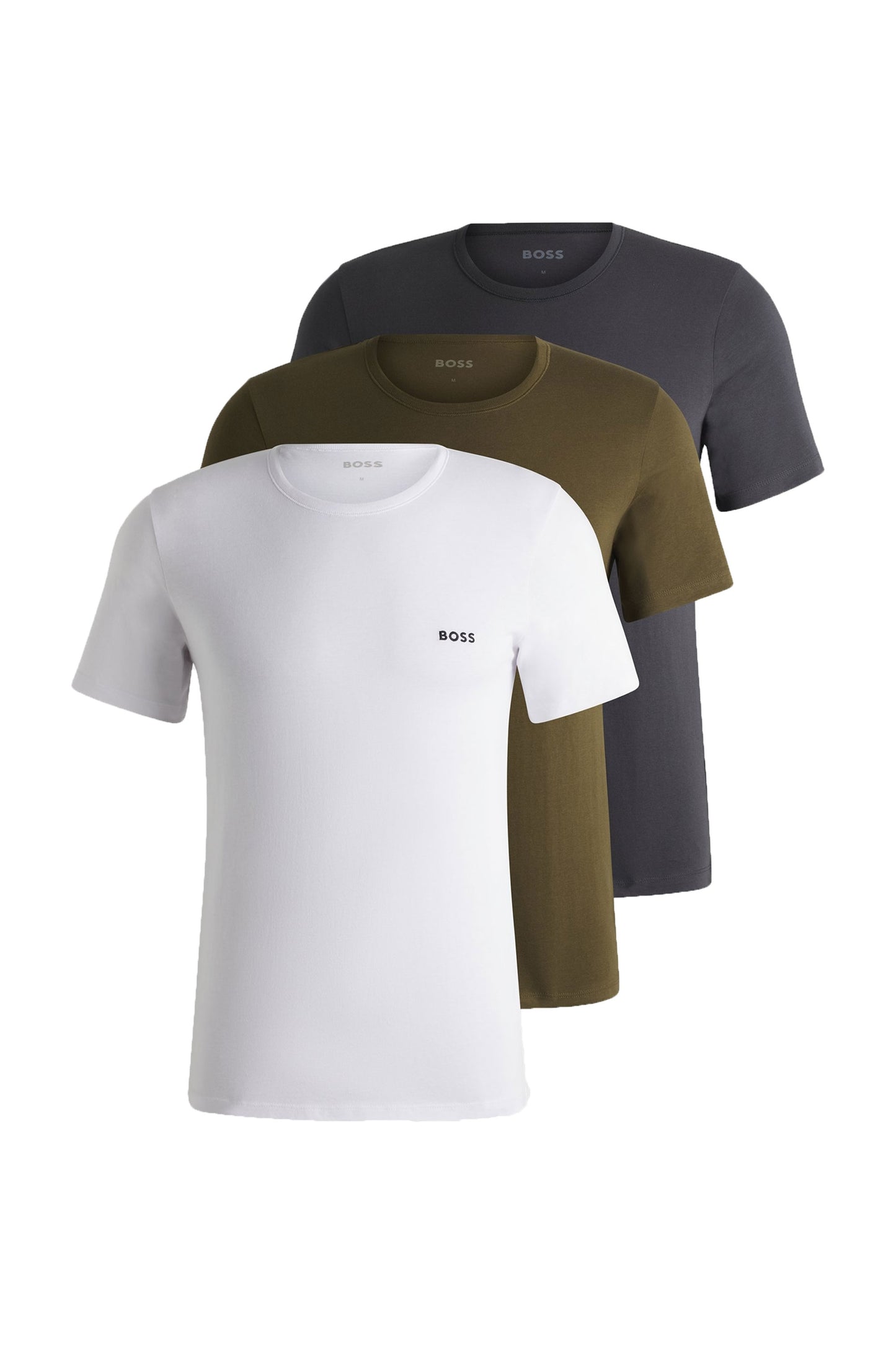 Boss T-shirt Rn 3 P Classic White/Khaki/Charcoal