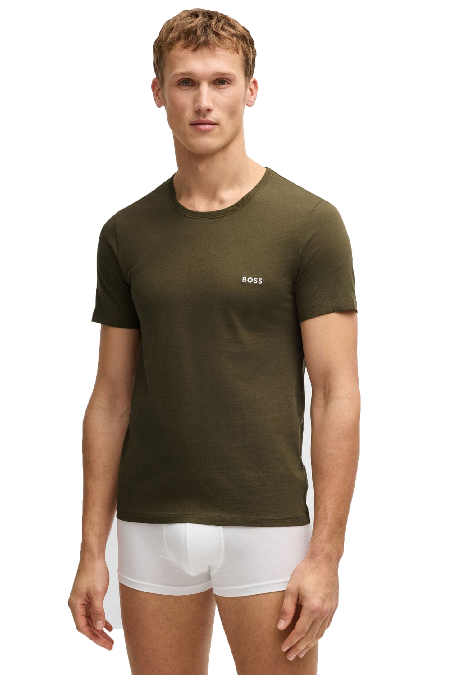 Boss T-shirt Rn 3 P Classic White/Khaki/Charcoal