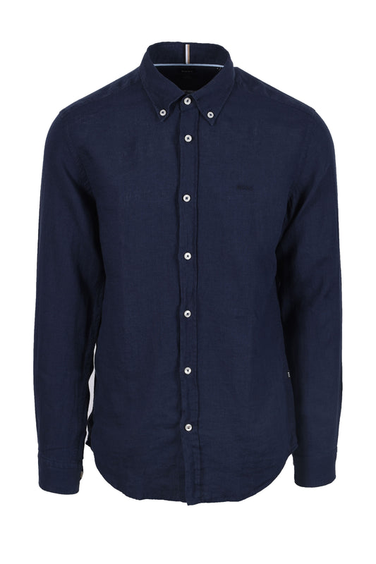 Boss H-roan-bd-e-c1-243 Linen Shirt Dark Blue
