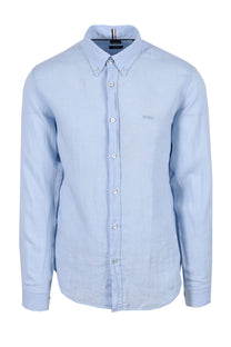 Boss H-roan-bd-e-c1-243 Linen Shirt Light Pastel Blue Boss Black