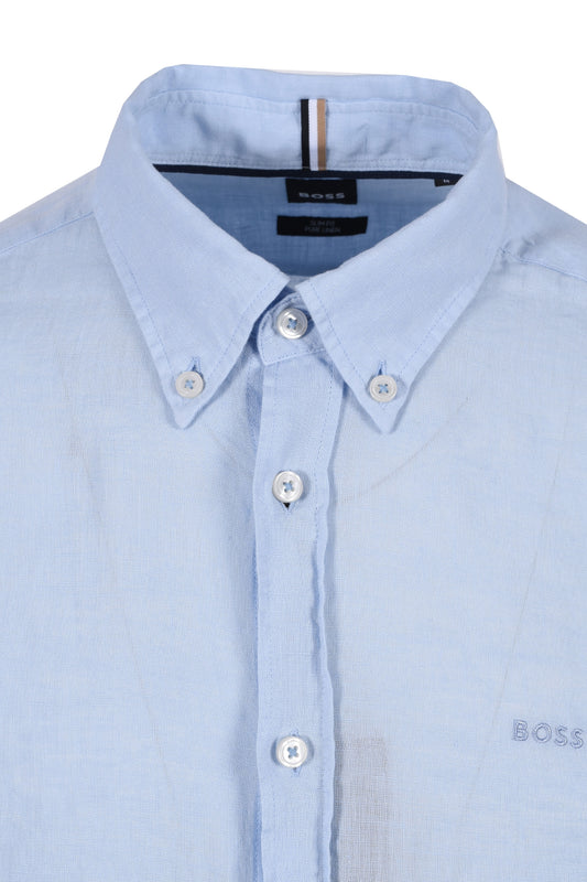Boss H-roan-bd-e-c1-243 Linen Shirt Light Pastel Blue