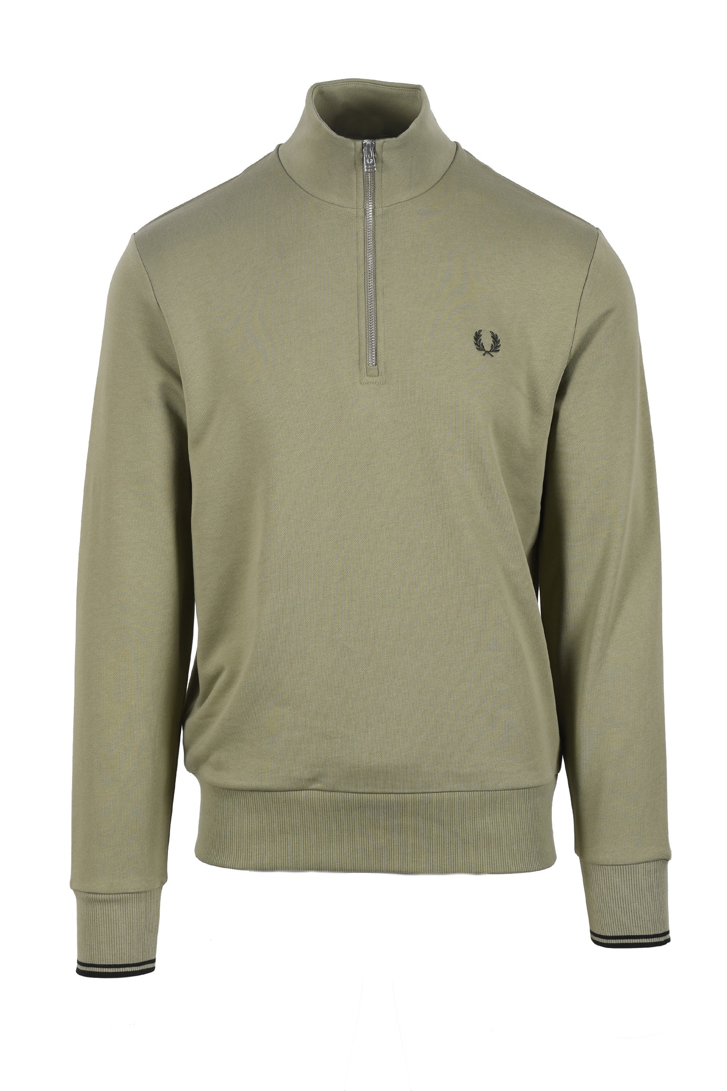 Fred Perry Half Zip Sweatshirt Olive Mint