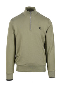 Fred Perry Half Zip Sweatshirt Olive Mint Fred Perry