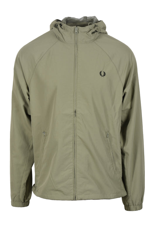 Fred Perry Taslan Hooded Shell Jacket Olive Mint