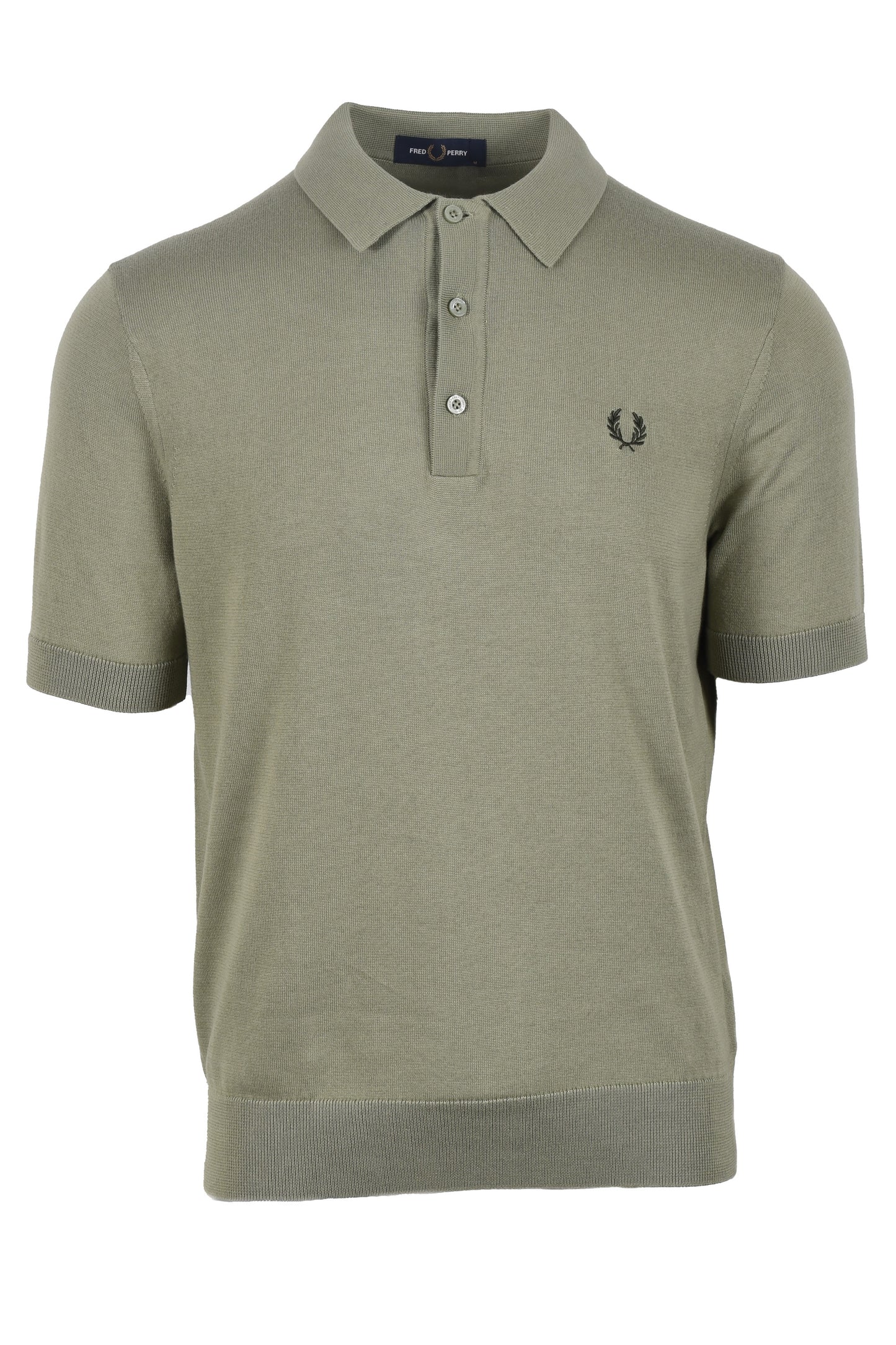 Fred Perry Cotton Knitted Polo Olive Mint