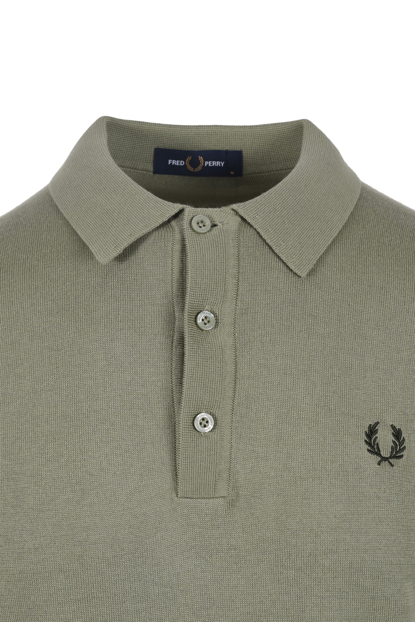 Fred Perry Cotton Knitted Polo Olive Mint