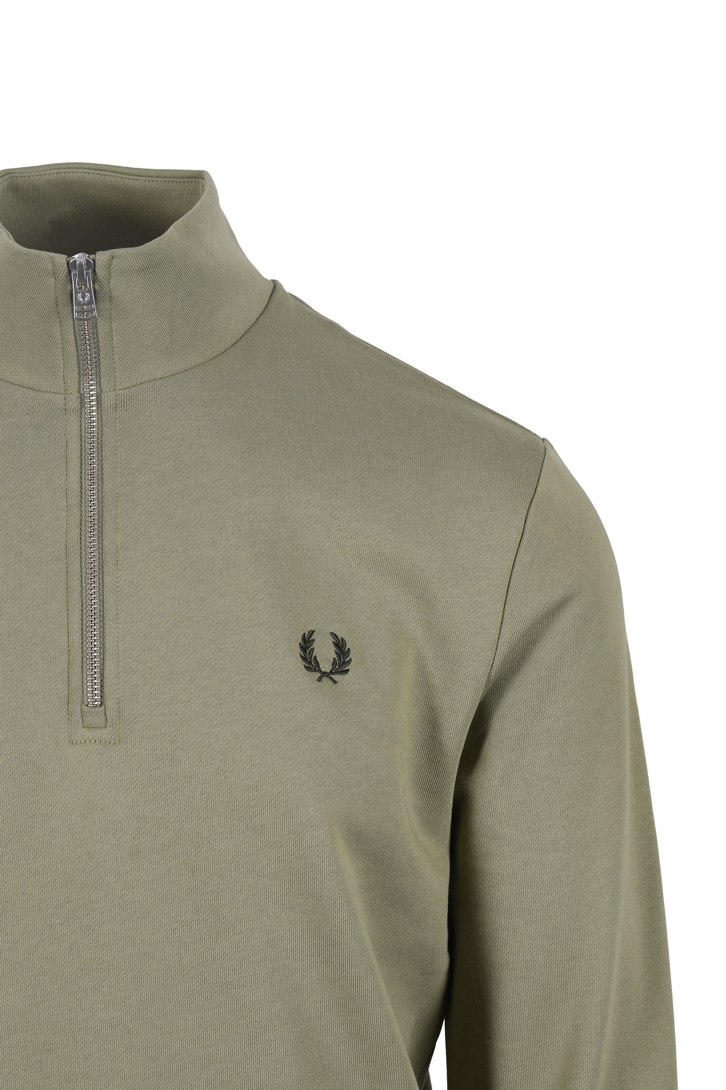 Fred Perry Half Zip Sweatshirt Olive Mint