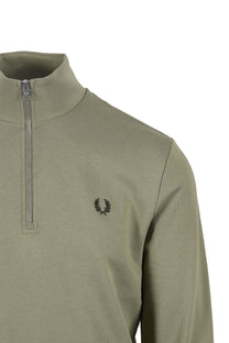 Fred Perry Half Zip Sweatshirt Olive Mint Fred Perry