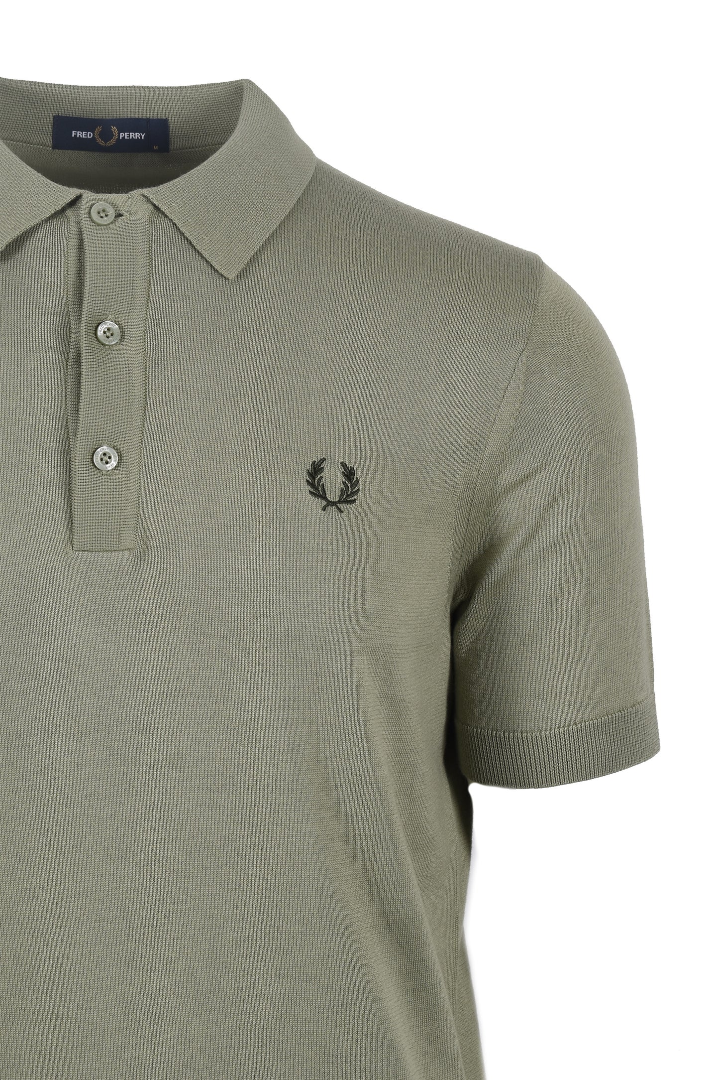 Fred Perry Cotton Knitted Polo Olive Mint