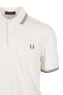 Fred Perry Twin Tipped Polo Light Ecru/Olive Fred Perry