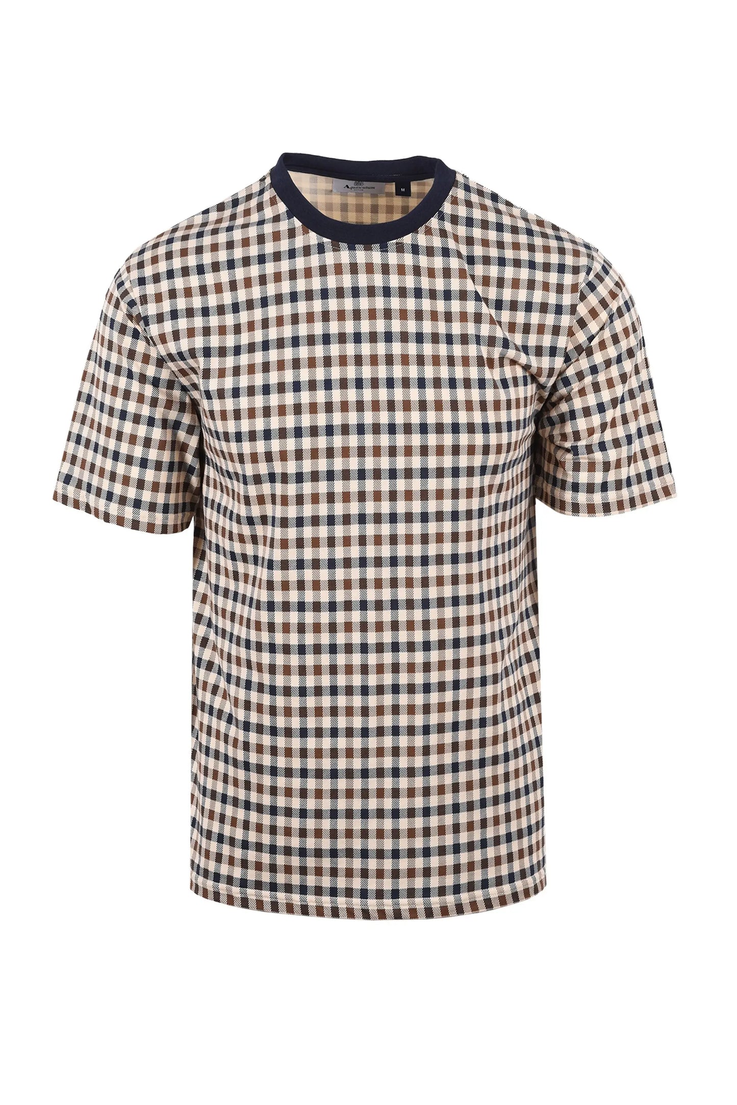 AQUASCUTUM  CLUB CHECK T-SHIRT NAVY Aquascutum