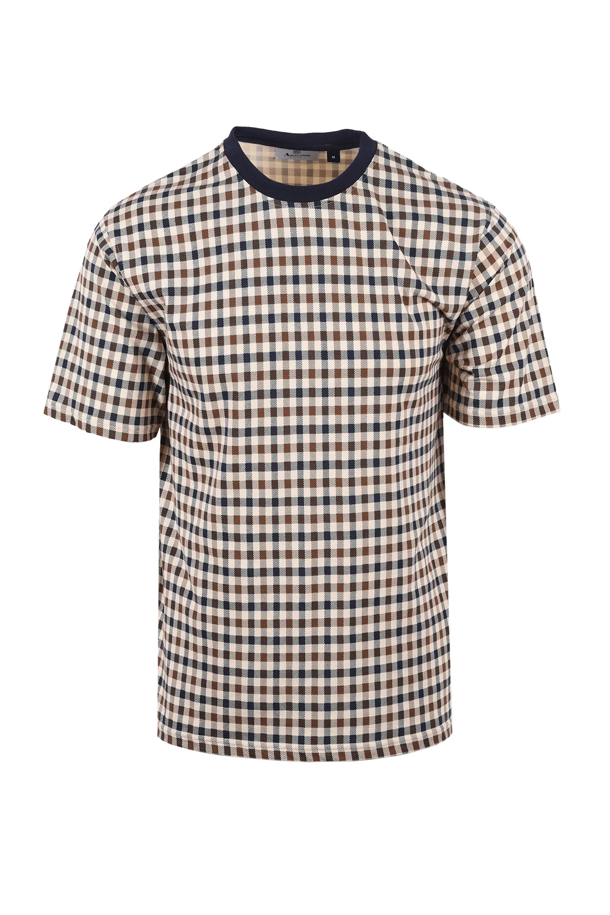 AQUASCUTUM  CLUB CHECK T-SHIRT NAVY Aquascutum