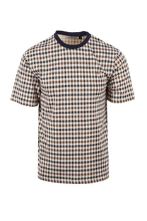 AQUASCUTUM  CLUB CHECK T-SHIRT NAVY Aquascutum
