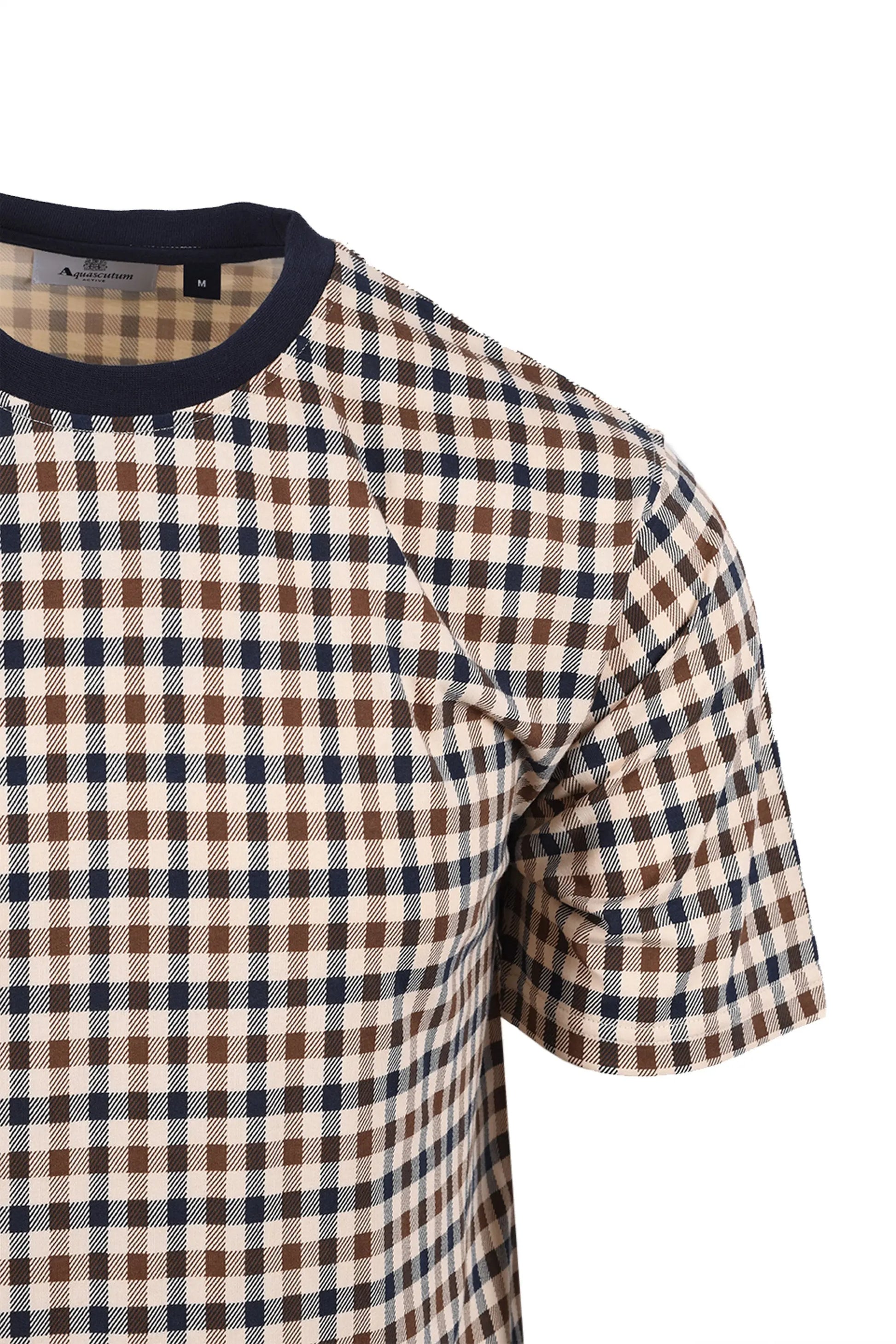 AQUASCUTUM  CLUB CHECK T-SHIRT NAVY Aquascutum