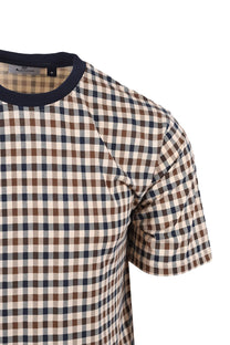 AQUASCUTUM  CLUB CHECK T-SHIRT NAVY Aquascutum