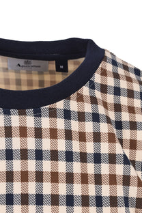 AQUASCUTUM  CLUB CHECK T-SHIRT NAVY Aquascutum
