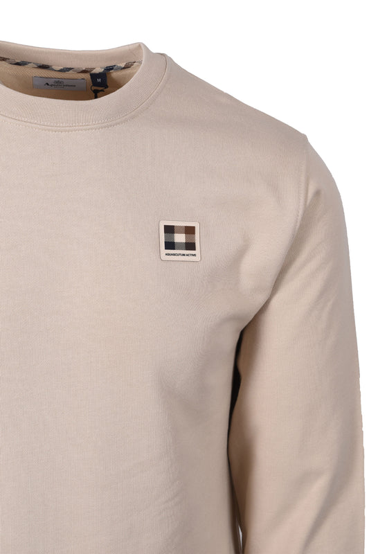 AQUASCUTUM BADGE CREWNECK SWEATSHIRT BEIGE