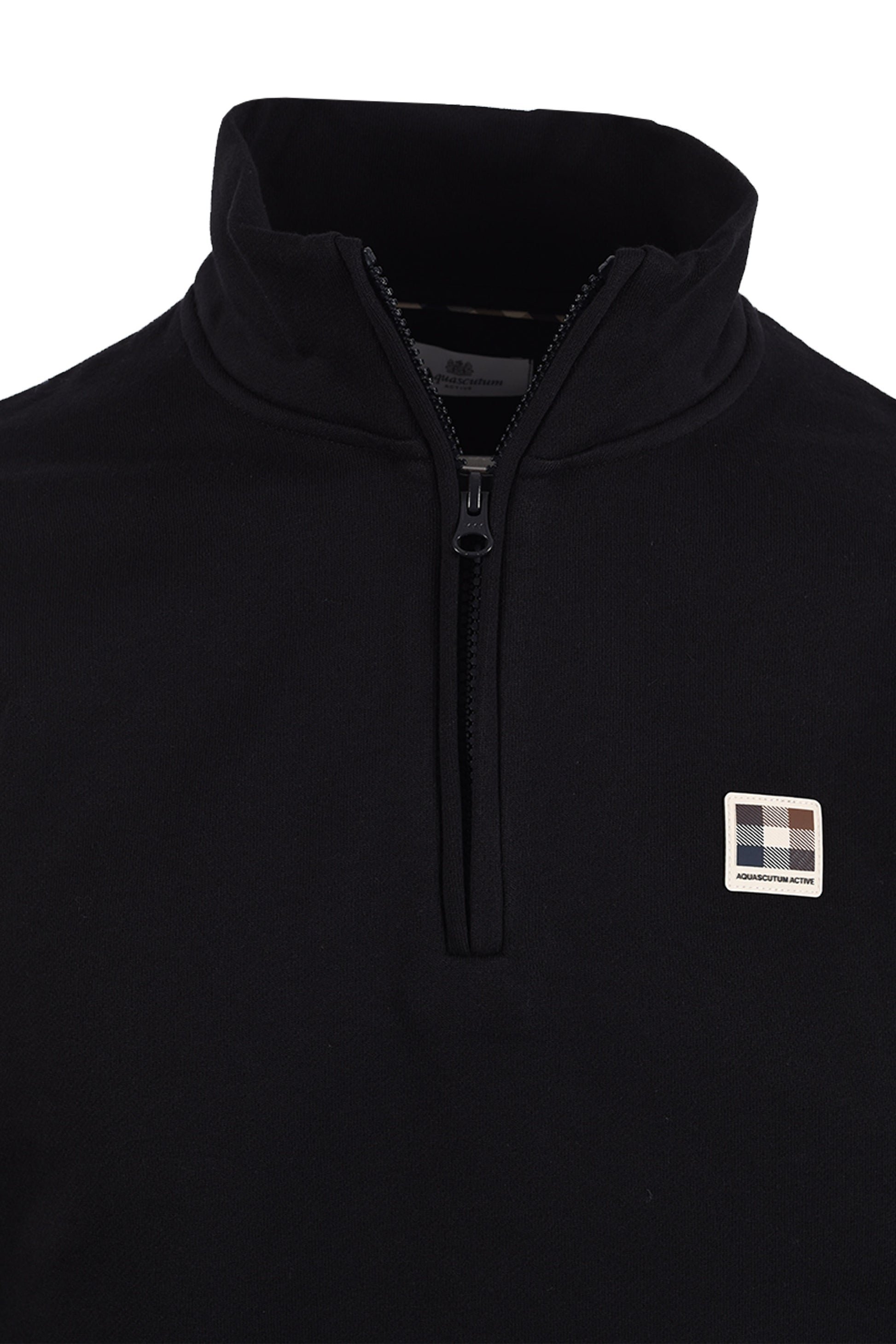 AQUASCUTUM BADGE HALF ZIP BLACK Aquascutum Michael Stewart Menswear  Knitwear