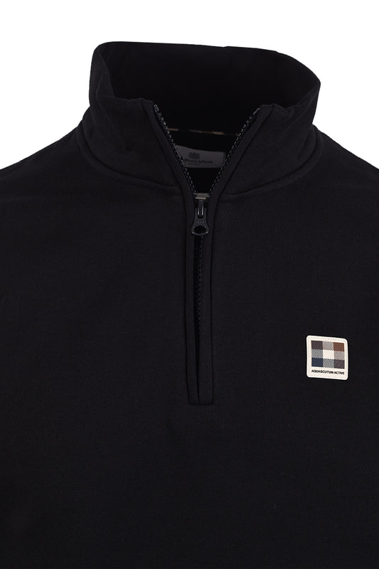 AQUASCUTUM BADGE HALF ZIP BLACK Aquascutum Michael Stewart Menswear  Knitwear