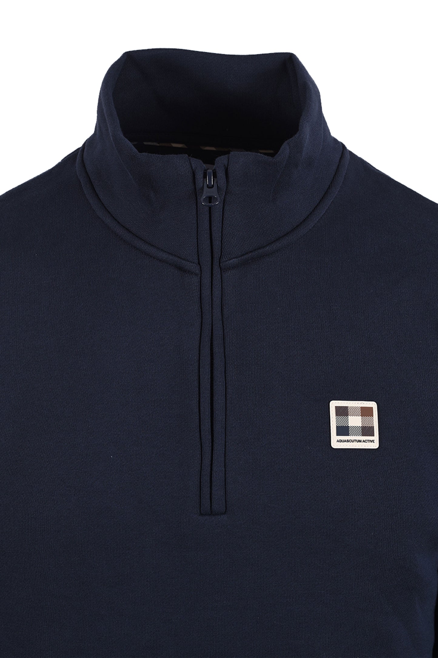 AQUASCUTUM BADGE HALF ZIP NAVY Aquascutum Michael Stewart Menswear  Knitwear