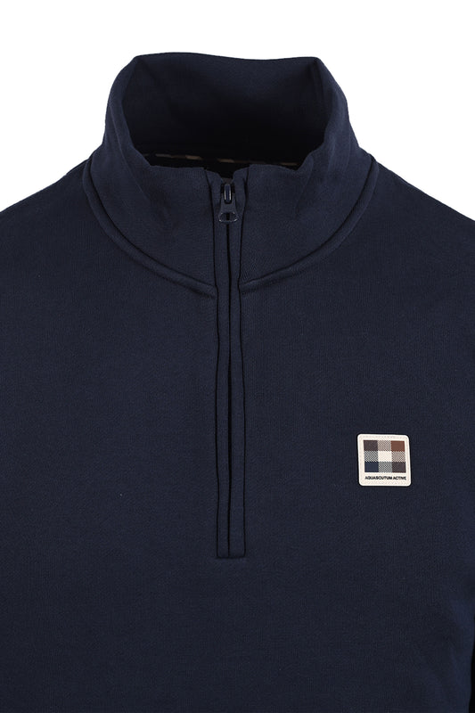 AQUASCUTUM BADGE HALF ZIP NAVY Aquascutum Michael Stewart Menswear  Knitwear