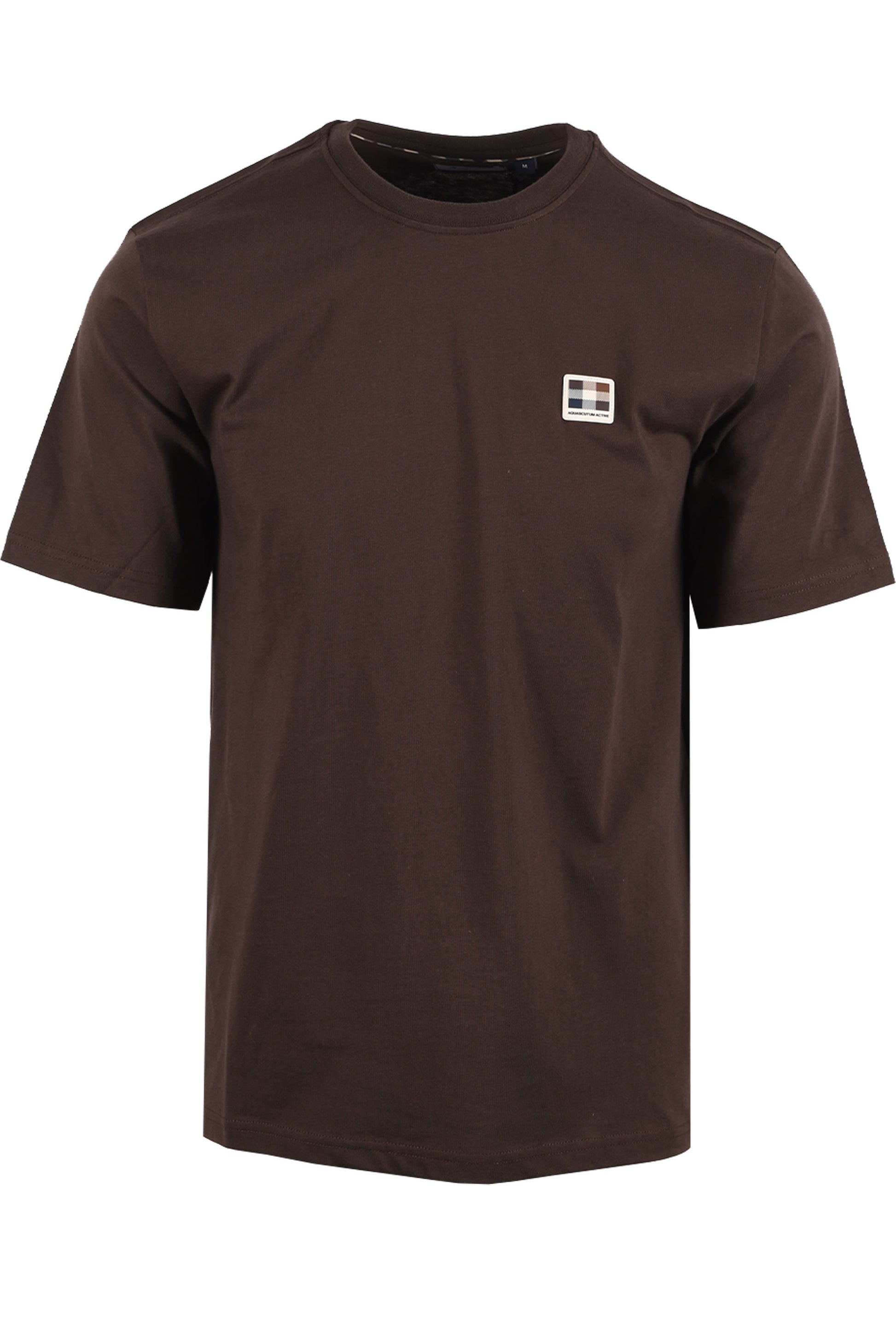 AQUASCUTUM BADGE T-SHIRT CHOCOLATE BROWN Aquascutum Michael Stewart Menswear  T-Shirts