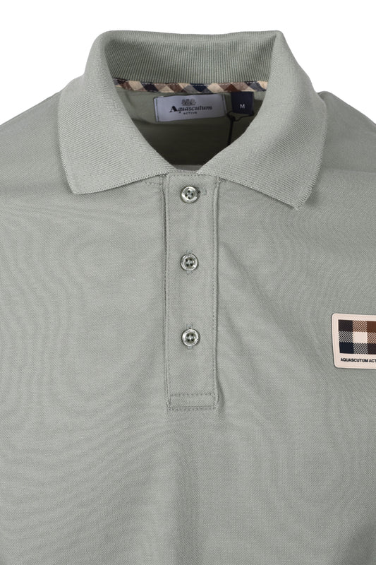 AQUASCUTUM CHECK POLO SHIRT SALVIA