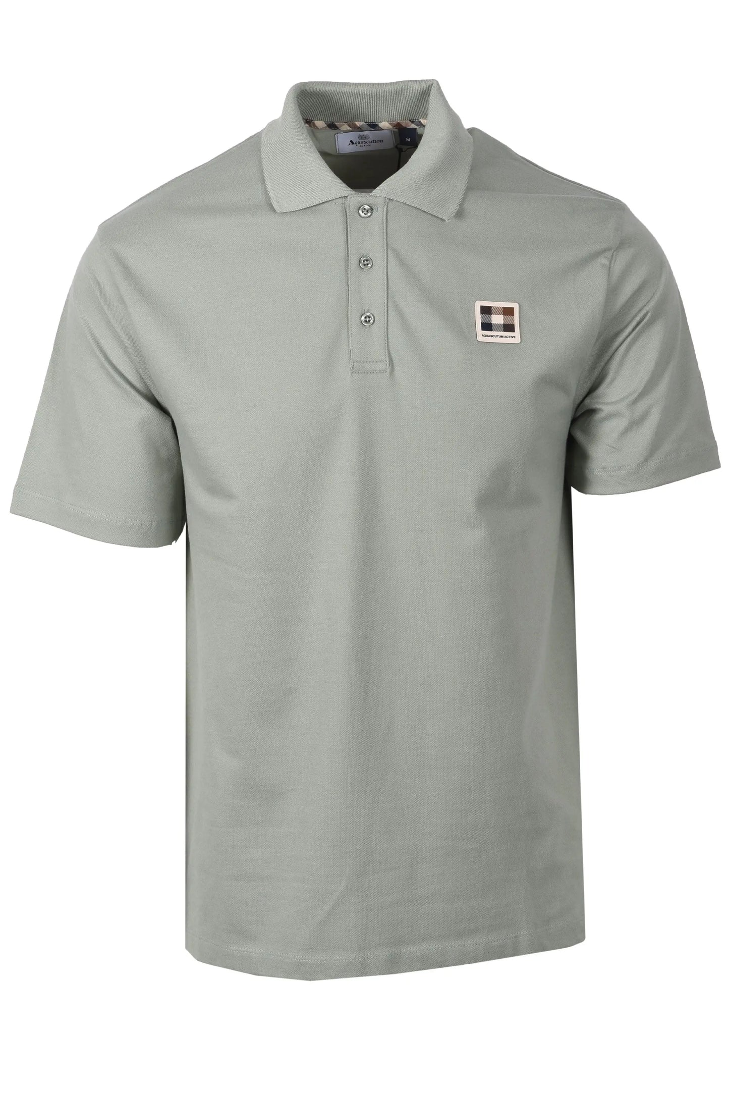 AQUASCUTUM CHECK POLO SHIRT SALVIA Aquascutum