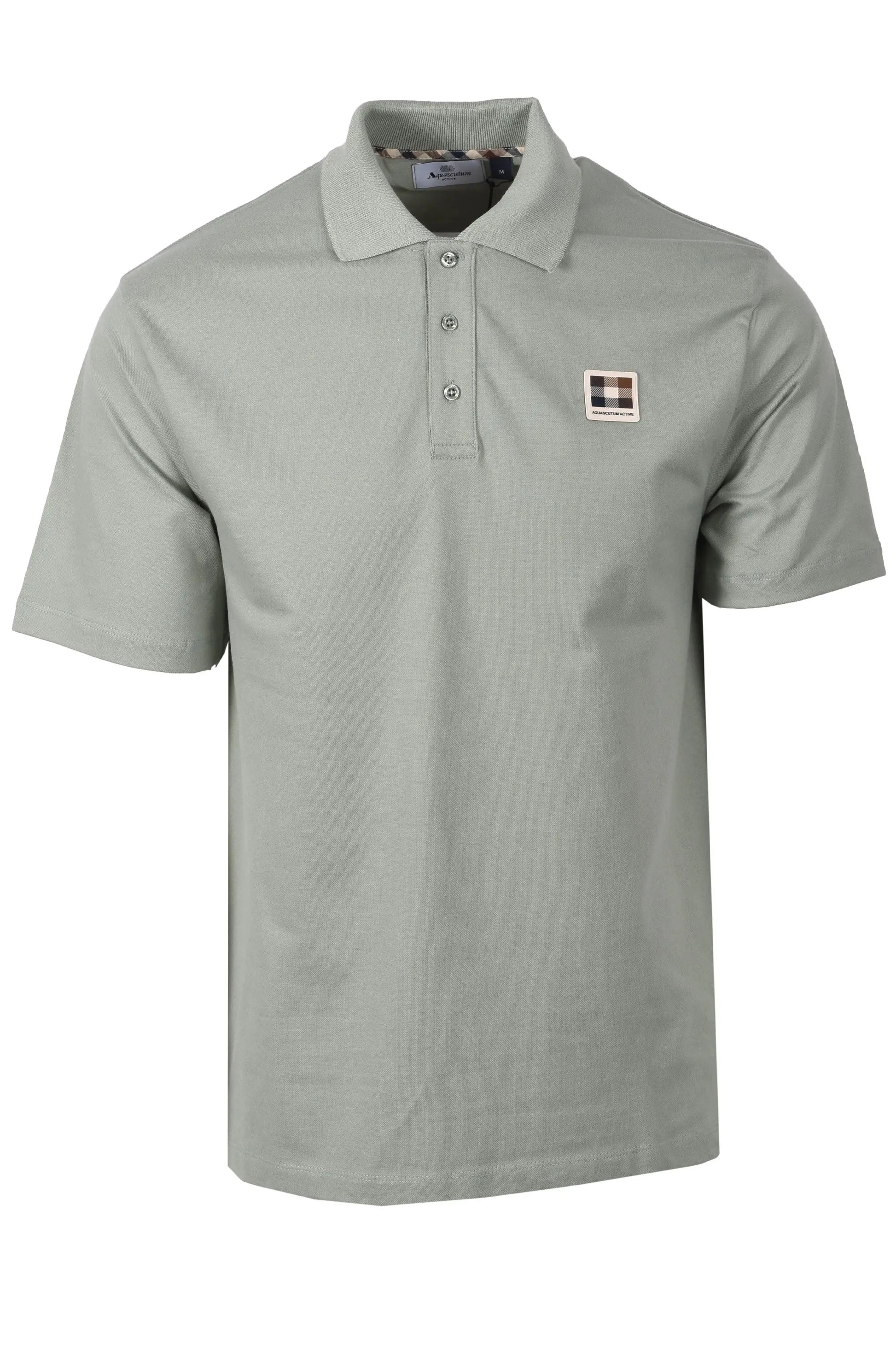 AQUASCUTUM CHECK POLO SHIRT SALVIA Aquascutum