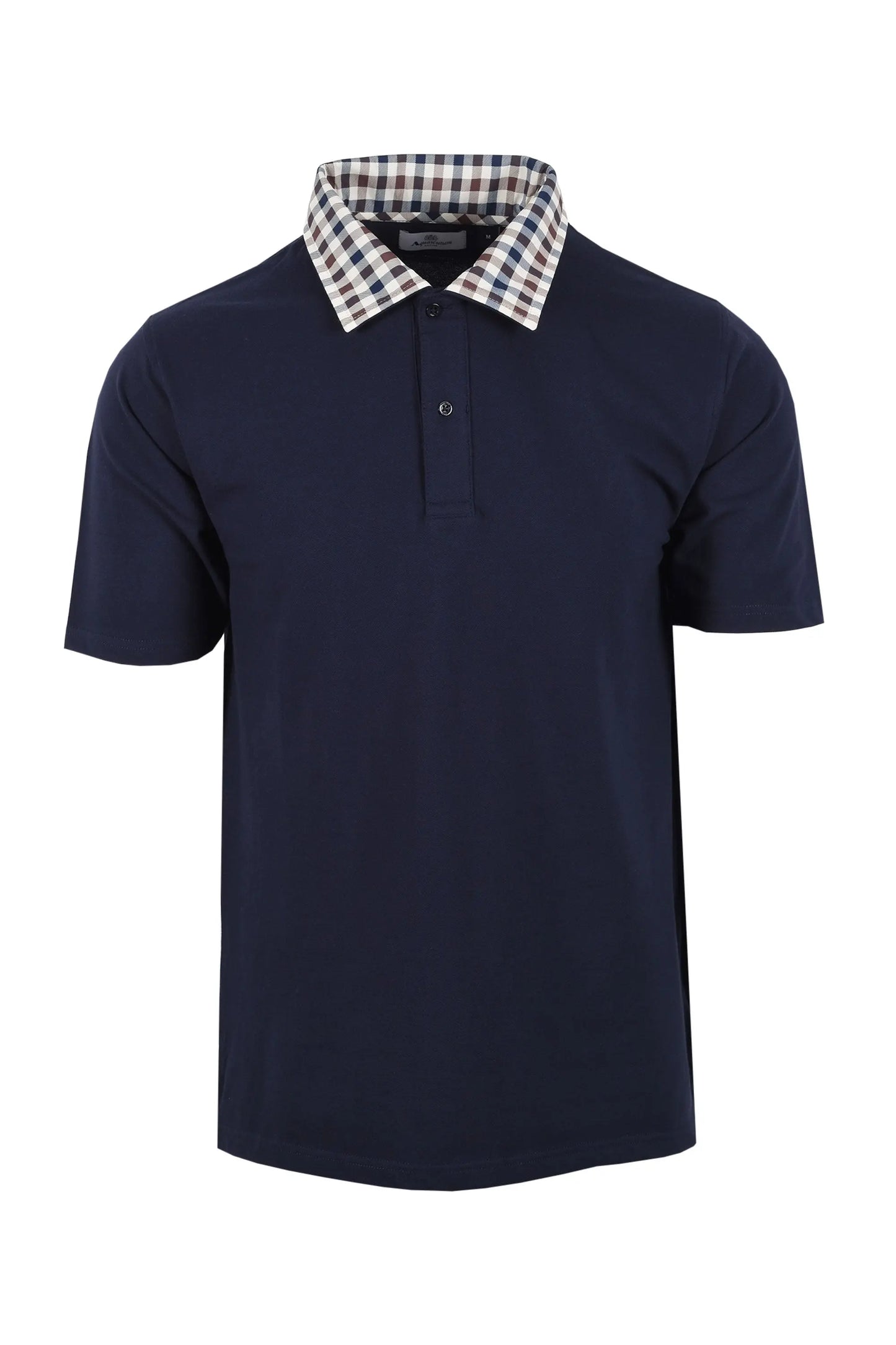 AQUASCUTUM CLUB CHECK COLLAR POLO NAVY Aquascutum