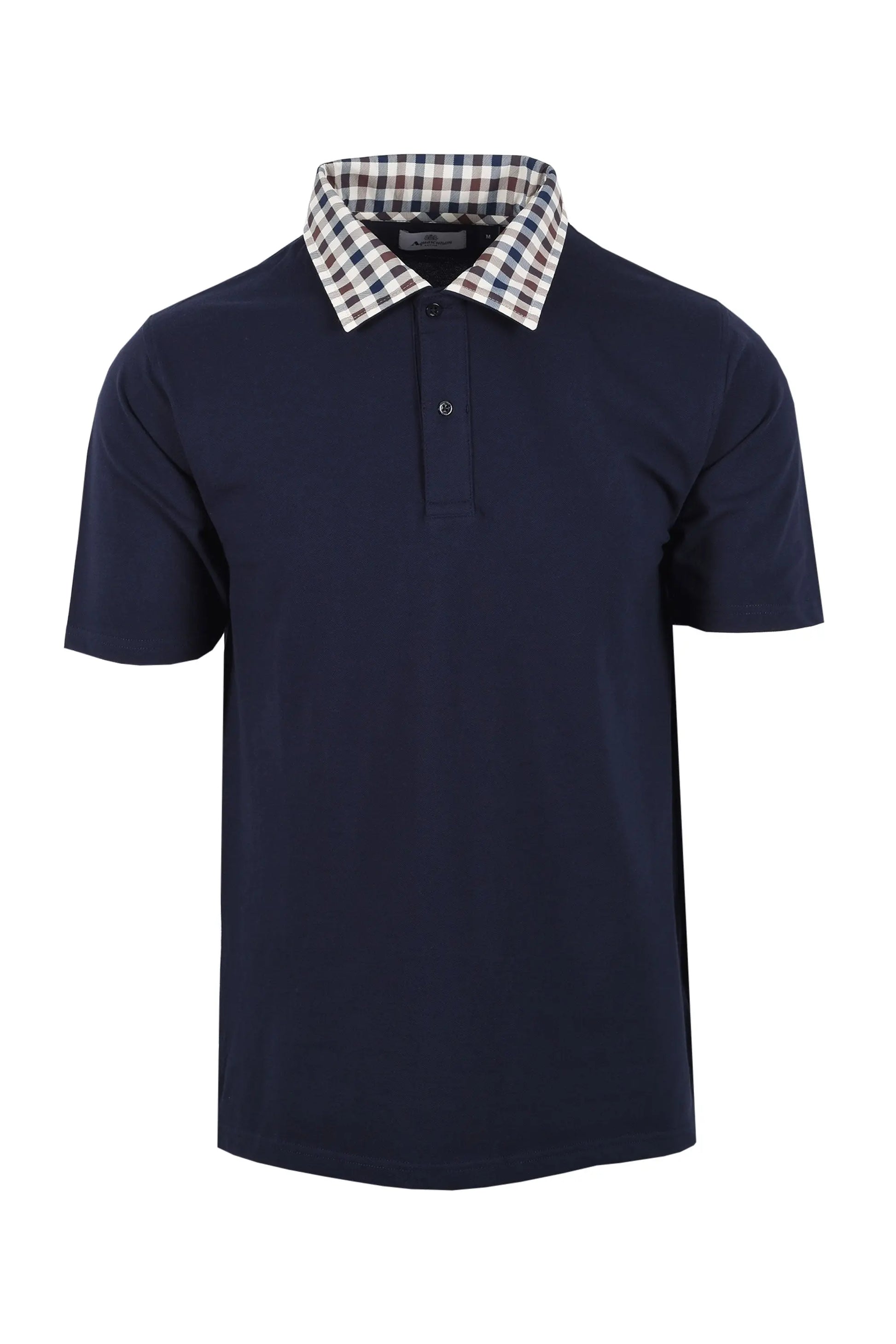 AQUASCUTUM CLUB CHECK COLLAR POLO NAVY Aquascutum