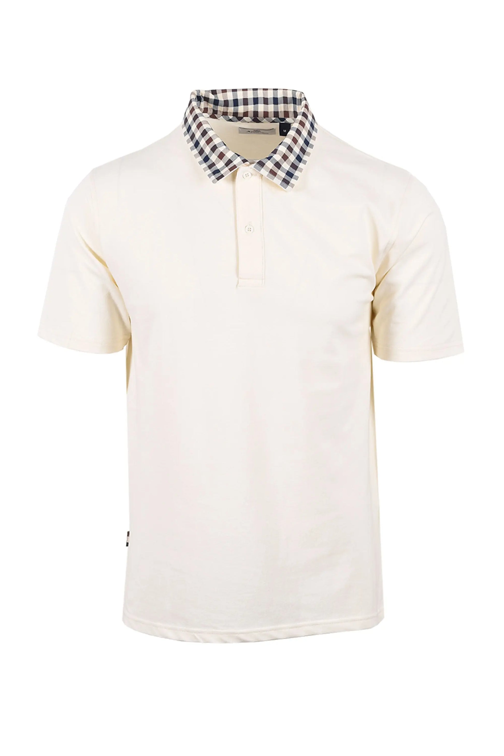 AQUASCUTUM CLUB CHECK COLLAR POLO OLD WHITE Aquascutum