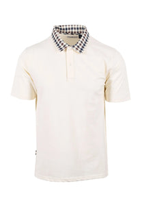 AQUASCUTUM CLUB CHECK COLLAR POLO OLD WHITE Aquascutum