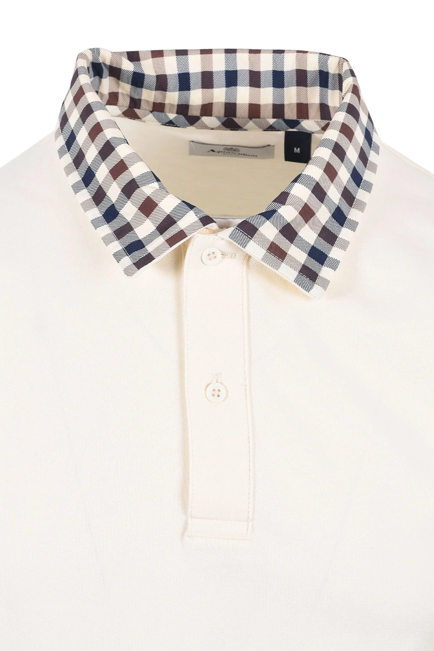 AQUASCUTUM CLUB CHECK COLLAR POLO OLD WHITE Aquascutum