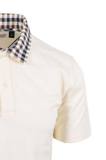 AQUASCUTUM CLUB CHECK COLLAR POLO OLD WHITE Aquascutum
