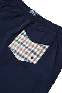 AQUASCUTUM CLUB CHECK POCKET BEACH SHORTS NAVY Aquascutum